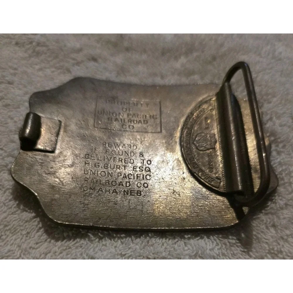 Tiffany Central & Union Pacific Railroad Western Americana Brass Belt Buckle 12